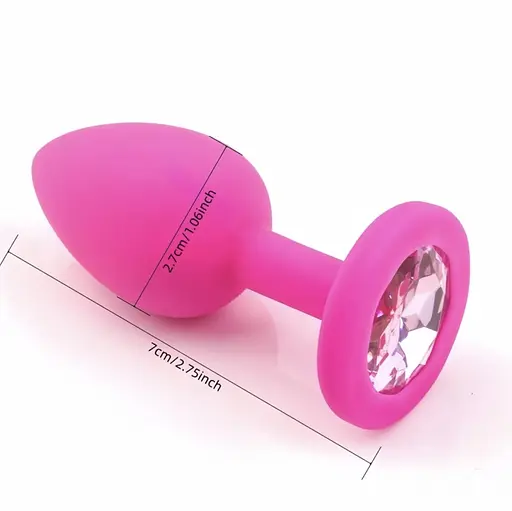 Анальная пробка с кристаллом, розовая маленькая S - фото 3