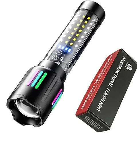 Фонарь ручной аккумуляторный COBA CB-519D Светодиодный ручной фонарик с подсветкой, 5 режимов работы, с индикатором заряда Черный - фото 5