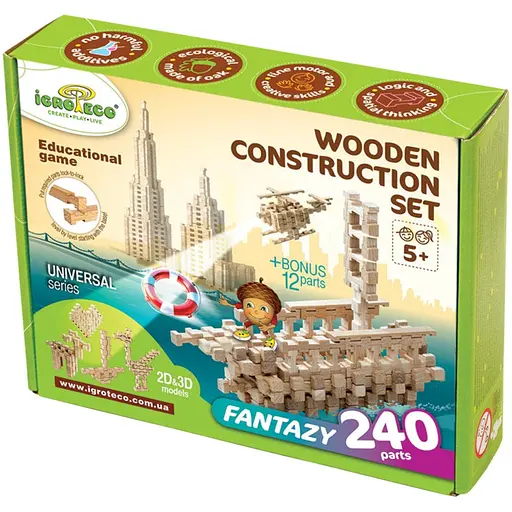 Деревянный конструктор Фантазия Igroteco 900033 240 деталей  - фото 1