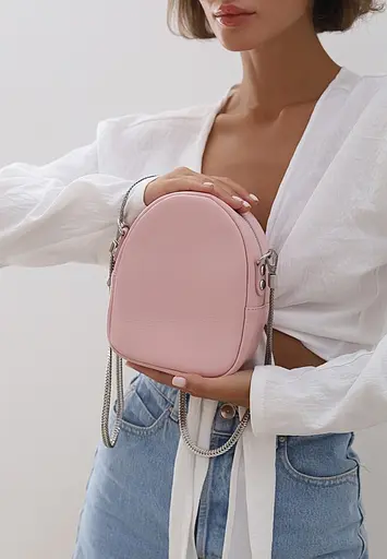 Шкіряна жіноча міні-сумка Kroha рожевий краст - фото 6