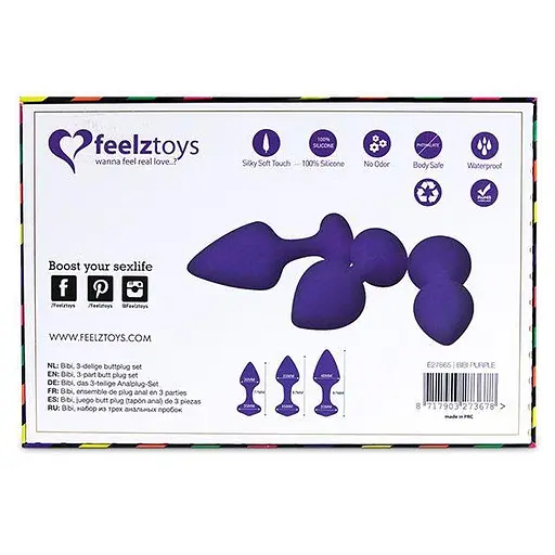 Набір анальних пробок FeelzToys Bibi 3 шт. (фіолетовий) - фото 5