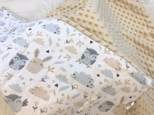 Плед з плюшем Moontime 100 x 80 см "Совушки з зайчиками" - фото 2