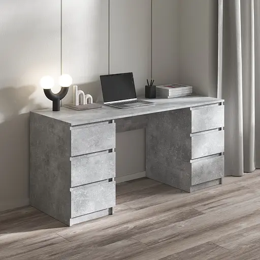 Компьютерный стол Vays R-2, письменный с 2 тумбами, 6 ящиков без ручек, ЛДСП 160×60×75 см - для дома, офиса - фото 5