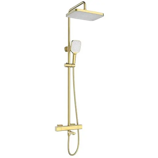 Душова система з термостатом Mixxus Premium Virgo 009-J Brushed Gold 3 функції MI6649, Золотий - фото 1