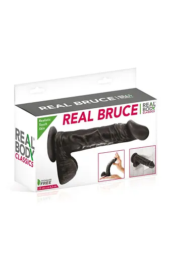 Фалоімітатор на присосці Real Body - Real Bruce Black, TPE, діаметр 4,2 см - фото 2
