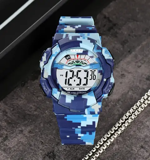 Чоловічий спортивний годинник Skmei 2153 (Синій камуфляж) - фото 4