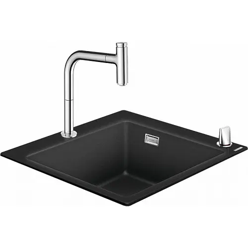 Кухонная мойка Hansgrohe Сombi C51-F450-06 560x510 Select со смесителем хром 43217000, Черный - фото 1