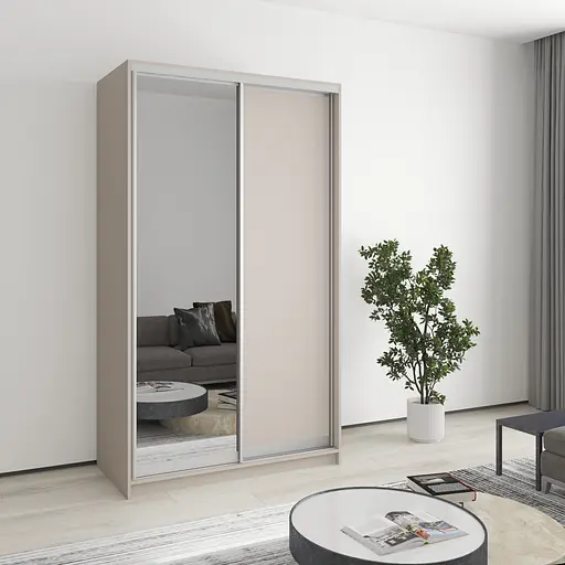 Шкаф-купе двухдверный MebelStar Стандарт AL ДСП/Зеркало 120x60x210 см Кашемир (MBS-2434)