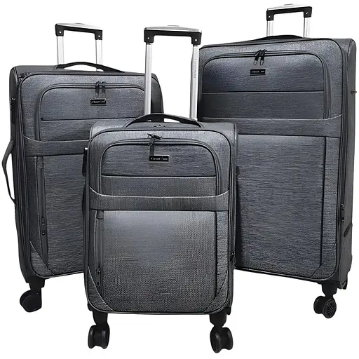 Набір тканинних валіз 3в1 з кодовим замком і телескопічною ручкою сірий (M90-3)