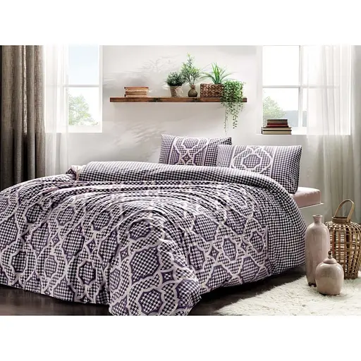 Комплект постільної білизни TAC Evana Євро Фіолетовий 000164902