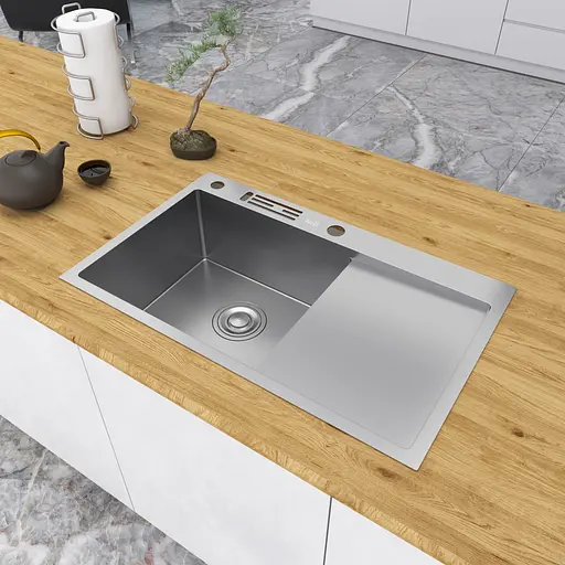 Кухонна мийка накладна з правим крилом Nett NS-7848(R), Нержавіюча сталь - фото 7