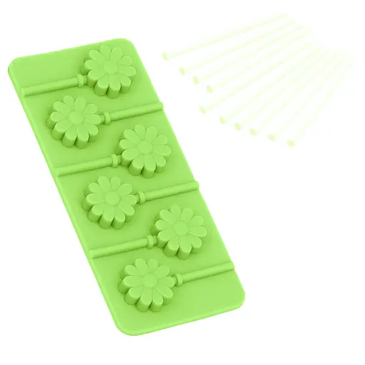 Силиконовая форма для леденцов и конфет на палочке "Цветок", Kitchen Master Салатовый 87400 - фото 3