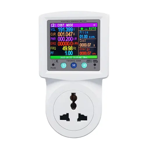 Умная розетка с реле контроля напряжения, тока, мощности с Wi-Fi (Tuya) TOMZN TOVPD1-SKW Universal+EU 16A, мониторинг энергопотребления (51-00125) - фото 1