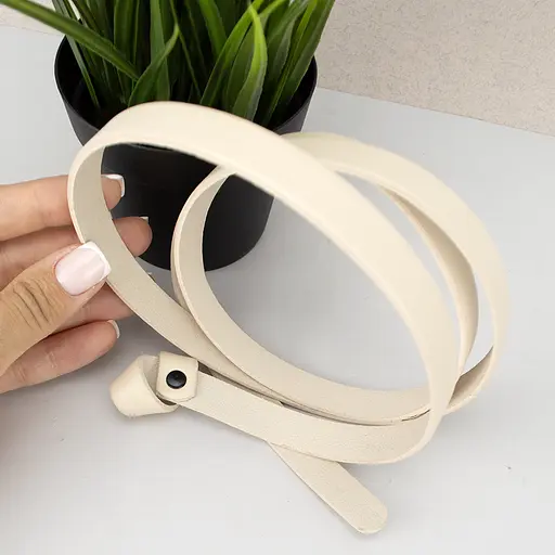 Ремень-узел кожаный молочный женский HC-1502 (115-120 см) - фото 5