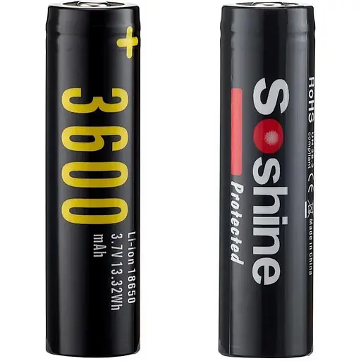 Акумулятор Soshine 3,7V 3600 mAh, 18650P, 1 шт - фото 1