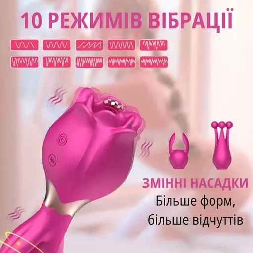 Вібратор I’MCUM Rose Twist з вібрацією, обертанням та насадками (IM-ZDB211) - фото 3