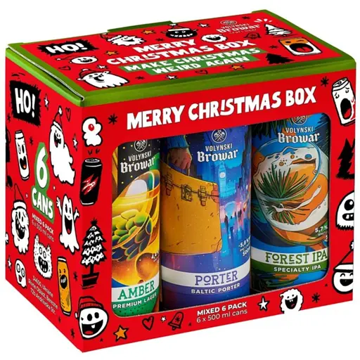 Набор пива Forever Merry Christmas Box 0.5-4.5% (6 шт. x 0.5 л = 3 л) ж/б
