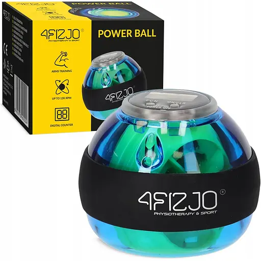 Тренажер для кисті та зап'ятстя 4Fizjo Power Ball гіроскопічний Blue/Yellow (P-5905973402224) - фото 1