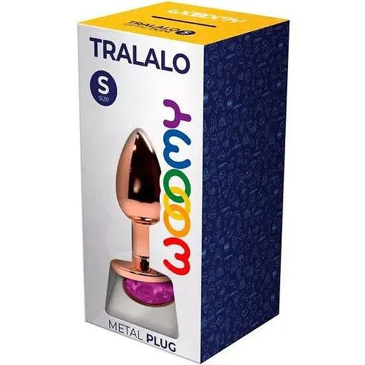 Металлическая анальная пробка Wooomy Tralalo Rose Gold Metal Plug Magenta S - фото 2