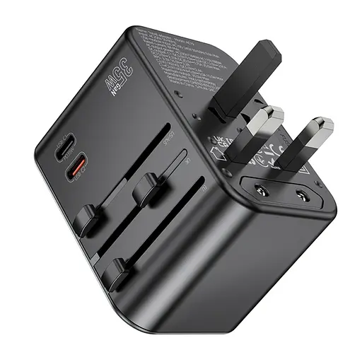 Мережевий зарядний пристрій Hoco AC19 3 USB/2 Type-C PD 35W чорний - фото 6