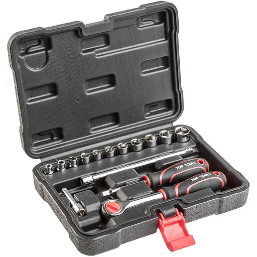 Набор торцевых гаечных ключей Top Tools 1/4" 15 предметов 38D525 - фото 1