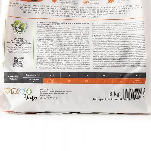 Сухой корм Brit Care Dog Hypoallergenic Adult Medium Breed для собак средних пород, гипоаллергенный с ягненком, 3 кг - фото 6