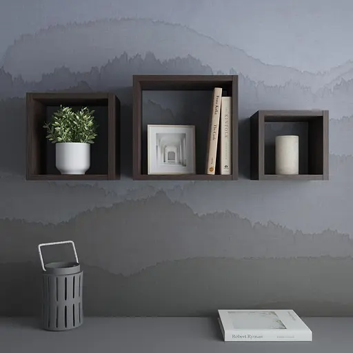 Полки на стену Vays комплект квадратных навесных полок из 3 шт. M-38 Венге Темный