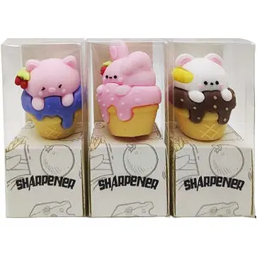 Чинка силиконовая Зверята в мороженом 3.5 см