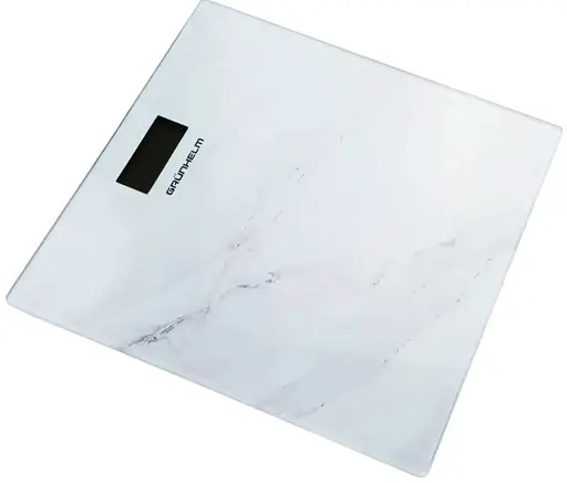 Напольные электронные весы бытовые Grunhelm BES-MAR стеклянные весы Белый мрамор 180 кг - фото 1