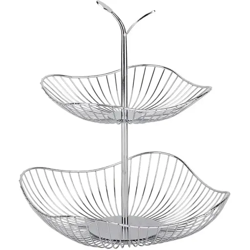Фруктівниця Elisey Літній Блюз металева двоярусна срібло 28x36.5 см (9203-024)