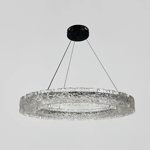 Підвісна люстра із пластинами у вигляді прозорих крижин Ø 80 см | Line F | Арт. MJ371-800 BK - фото 6