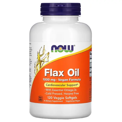 Жирні кислоти Now Flax Oil 1000 мг, 120 вегакапсул