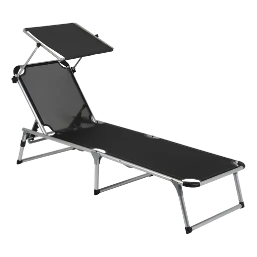 Ліжко розкладне Bo-Camp Sun Lounger With Sunscreen 5 Positions Black (1304460) - фото 1