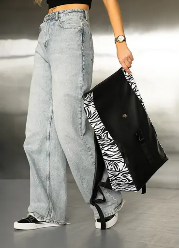 Жіночий рюкзак Sambag Roll Top One чорний принт "Zebra" 41 х 30 х 16 см (24208146) - фото 6