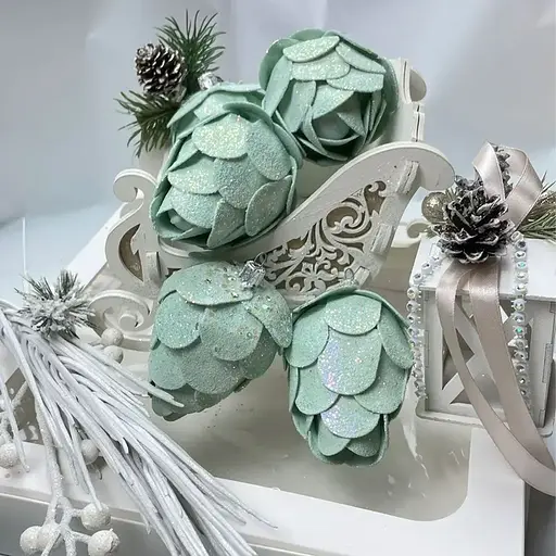 Набір новорічних прикрас на ялинку Dashuri Шишка Кедр 6 штук 7x9 см, атлантік 15556699 - фото 2