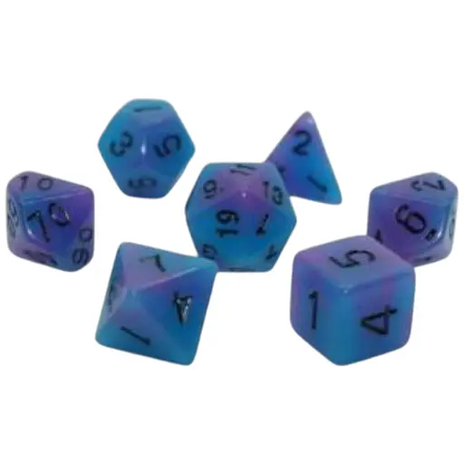 Набір кубиків Double Color Glow in the dark 7 Dice Set - Blue-Purple , 7 шт. (g7dglowdc05)