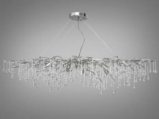 Унікальна кришталева люстра витягнутої форми на 12 ламп, хром - фото 1