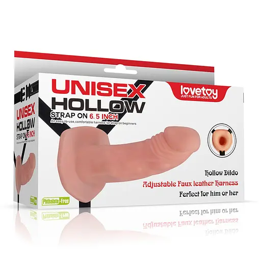 Полый страпон LoveToy Unisex 17.8 см телесный