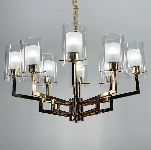 Современный подсвечник в золотом корпусе с двойными плафонами Line.F Количество ламп 6 - фото 1