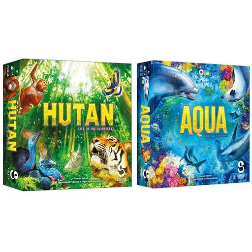 Настільна гра Lords of Boards HUTAN. Життя в тропіках + Aqua. Океанське біорізноманіття (укр.) (LOB2411UA+1) - фото 1