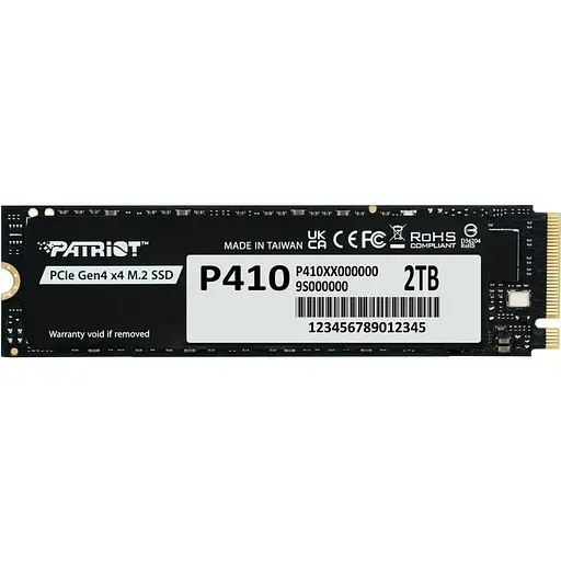 Твердотельный накопитель SSD 2Tb Patriot P410 PCI-E 4.0 x4 M.2 2280 3D TLC 5000/4500 МБ/с (P410P2TBM28H) - фото 1