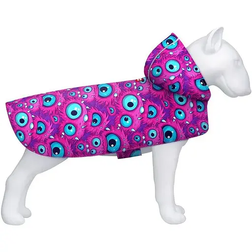Дощовик-накидка з капюшоном для собак Waudog Clothes, малюнок "Око монстра", XS, А 26-29 см, B 32-41 см, С 21-26 см