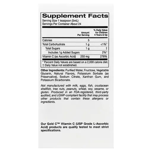 Жидкий витамин C для детей California Gold Nutrition Kids Gold C Liquid, 118 мл для поддержания иммунитета - Апельсин - фото 2