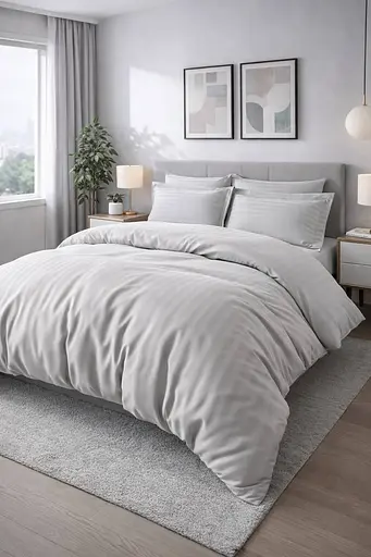 Комплект постельного белья полуторный 160х220 сатин светло-серый TC303376195 - фото 1