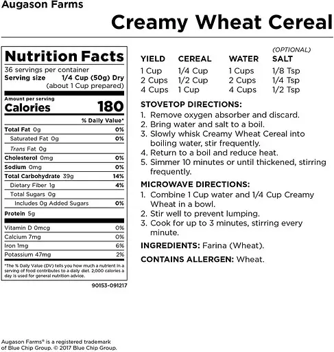 Сливочно-пшеничная каша Augason Farms с большим сроком годности 10 лет сублимированная, 55 порций - фото 2