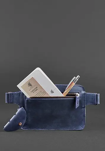 Шкіряна поясна сумка Dropbag Mini синя - фото 5