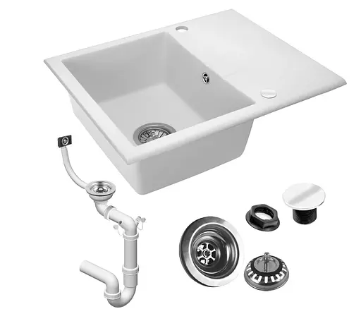 Кухонна мийка гранітна Rea North white ZLE-00127, Білий - фото 3