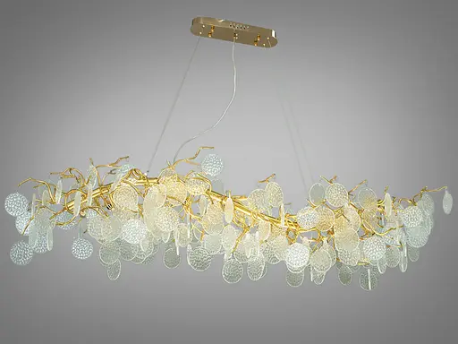 Аристократична кришталева люстра видовженої форми на 15 ламп, золото - фото 1