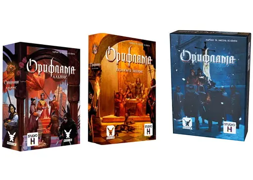 Настільна гра Geekach Games Орифлама + Орифлама. Полум'я інтриг + Орифлама. Альянс (укр.) + унікальне промо! (GKCH010ORI+2)