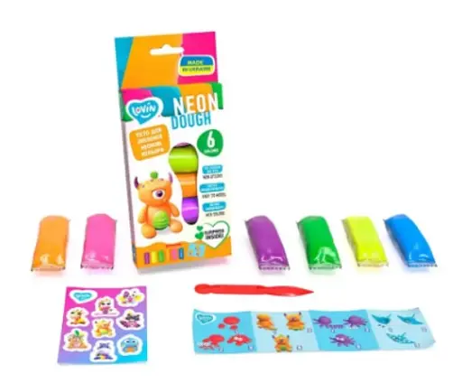 Набір для ліплення з тістом, 6 кольорів Neon, TM Lovin